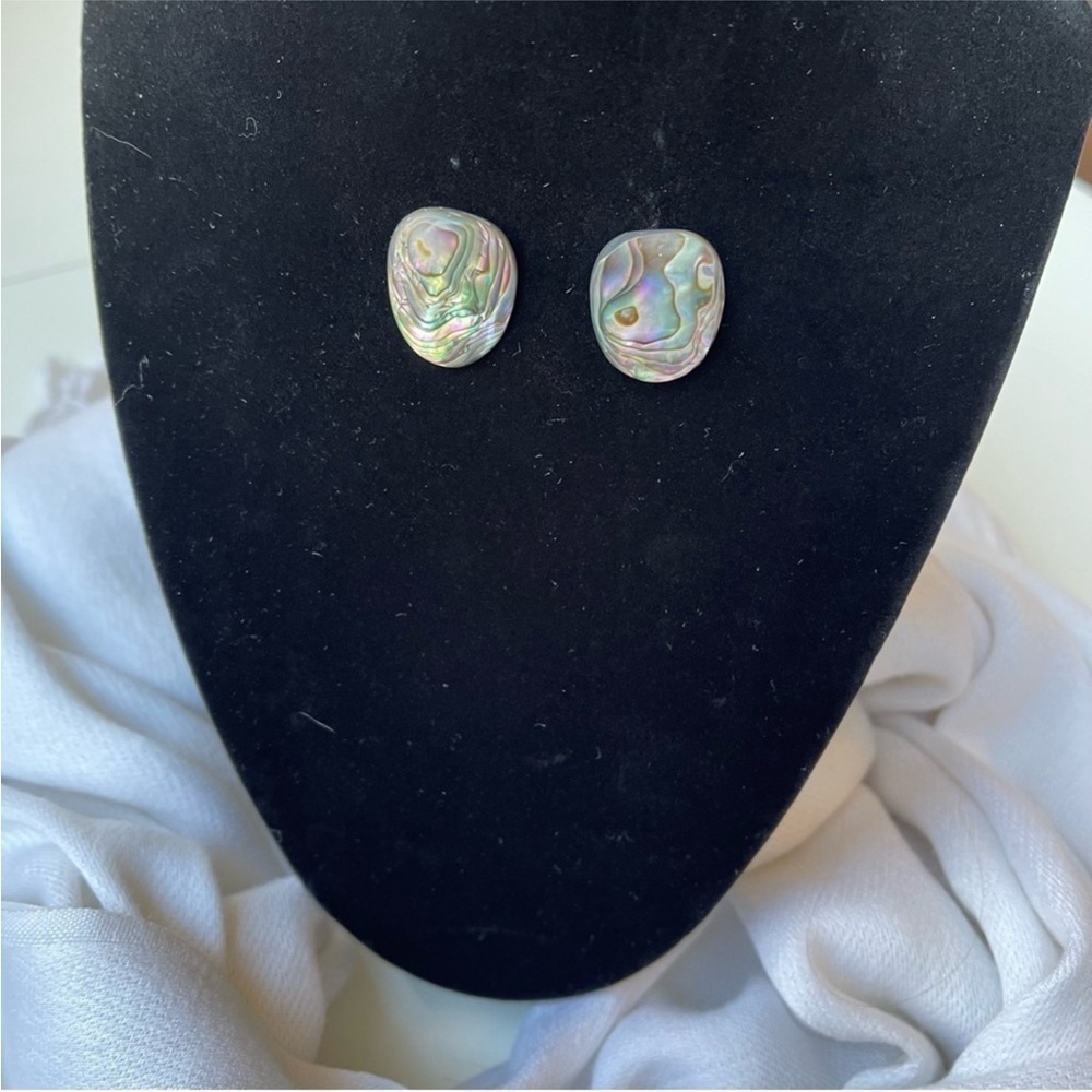 Abalone Shell Pierced Earrings - image 2
